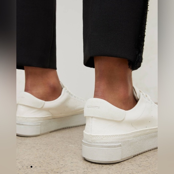All Saints Trish Suede Platform Trainers in Chalk White Size 10 - Picture 4 of 10